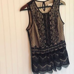 Black and Nude Statement Sleeveless blouse, Loft